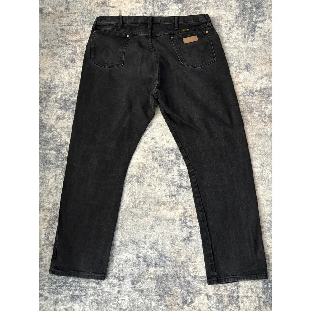 Vintage Wrangler Jeans Black 42x32 Denim 13MWZ Cowboy Cut Rodeo‎ Leather Patch